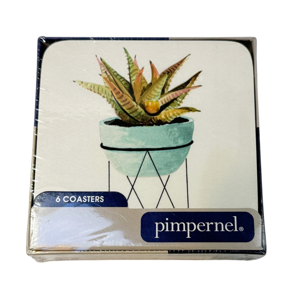 Pimpernel Succulents Coasters Set of 6 Multi Color New sealed